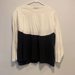 Zara white and black blouse